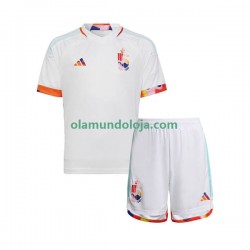 Camisola Bélgica Criança Equipamento Segundo Copa do Mundo 2022 Manga Curta